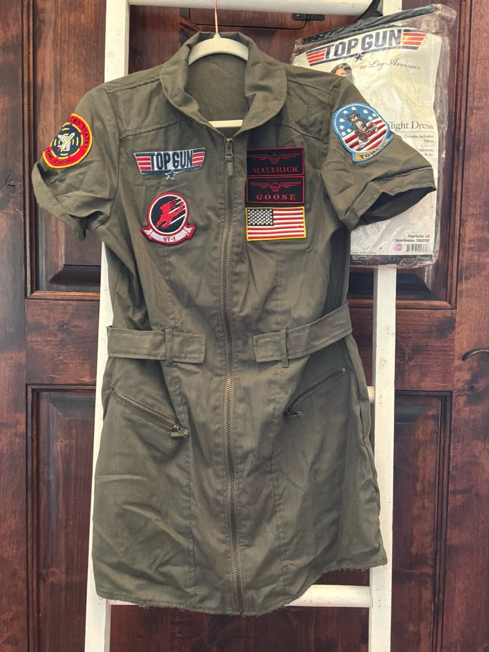 Leg Avenue Olive Green Utility Patch Jacket Dress